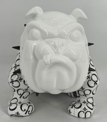 Casa Padrino Luxus Deko Figur Skulptur Hund Bulldogge Weiß Schwarz