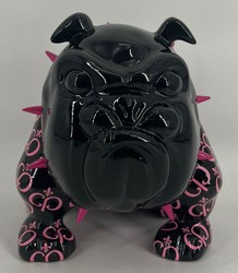 Casa Padrino figura decorativa de lujo perro bulldog negro / rosa 20 cm - Escultura decorativa