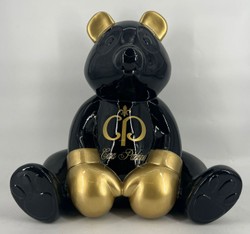 Casa Padrino Luxus Deko Figur Skulptur Boxer Teddybär Schwarz Gold