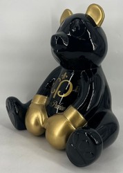 Casa Padrino Luxus Deko Figur Skulptur Boxer Teddybär Schwarz Gold
