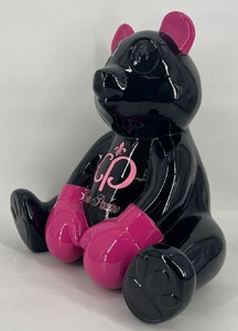 Casa Padrino Luxus Deko Figur Boxer Teddybär Schwarz / Lila 50 cm - Deko Skulptur