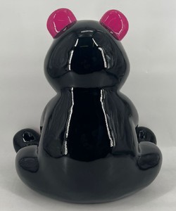 Casa Padrino Luxus Deko Figur Boxer Teddybär Schwarz / Lila 50 cm - Deko Skulptur