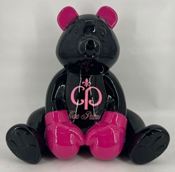 Casa Padrino Luxus Deko Figur Skulptur Boxer Teddybär Schwarz Lila