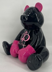 Casa Padrino Luxus Deko Figur Skulptur Boxer Teddybär Schwarz Lila