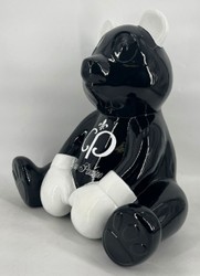 Casa Padrino Luxus Deko Figur Skulptur Boxer Teddybär Schwarz Weiß