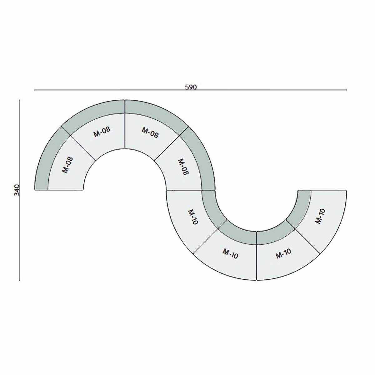 Casa Padrino canapé de luxe vert 590 cm - Canapé modulable incurvé 8 pièces - Meubles d'hôtel Casa Padrino canapé de luxe vert 590 cm - Canapé modulable incurvé 8 pièces - Meubles d'hôtel
