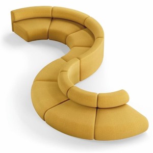 Casa Padrino canapé de luxe jaune 590 cm - Canapé modulable incurvé 8 pièces - Meubles d'hôtel