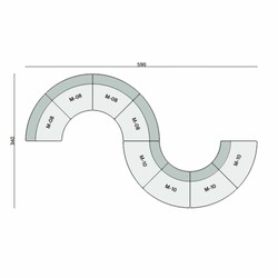 Casa Padrino luxury sofa gray 590 cm - Curved modular 8-piece sofa - Hotel furniture Casa Padrino luxury sofa gray 590 cm - Curved modular 8-piece sofa - Hotel furniture