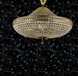 Casa Padrino luxury baroque crystal ceiling lamp brass Ø 80 cm - Baroque style ceiling lamp
