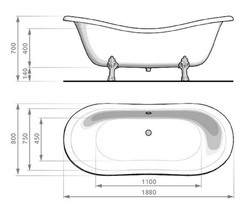 Freistehende Jugendstil Retro Stil Badewanne Schwarz Silber