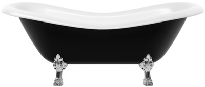 Casa Padrino Art Nouveau bathtub black / white / silver 188 cm - Freestanding retro style bathtub