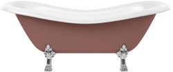 Casa Padrino baignoire Art Nouveau marron / blanc / argent 188 cm - Baignoire autoportante style rétro