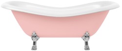 Casa Padrino vasca da bagno Art Nouveau rosa / bianco / argento 188 cm - Vasca da bagno autoportante in stile retrò