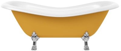 Casa Padrino Art Nouveau bathtub yellow / white / silver 188 cm - Freestanding retro style bathtub