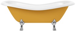 Casa Padrino Art Nouveau bathtub yellow / white / silver 188 cm - Freestanding retro style bathtub