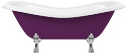 Casa Padrino bañera Art Nouveau púrpura / blanco / plata 188 cm - Bañera independiente de estilo retro