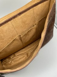 Casa Padrino mallette de luxe pour hommes en cuir véritable en aspect crocodile marron / or 42 cm - Fabriqué en Italie