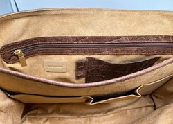 Casa Padrino mallette de luxe pour hommes en cuir véritable en aspect crocodile marron / or 42 cm - Fabriqué en Italie