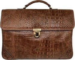 Casa Padrino mallette de luxe pour hommes en cuir véritable en aspect crocodile marron / or 42 cm - Fabriqué en Italie Casa Padrino mallette de luxe pour hommes en cuir véritable en aspect crocodile marron / or 42 cm - Fabriqué en Italie