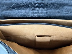 Casa Padrino maletín de lujo para hombre de cuero genuino con aspecto de cocodrilo negro / oro 42 cm - Hecho en Italia