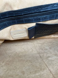 Casa Padrino maletín de lujo para hombre de cuero genuino con aspecto de cocodrilo negro / oro 42 cm - Hecho en Italia