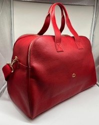 Casa Padrino luxury genuine leather travel bag red / gold 50 cm - Made in Italy