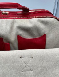 Casa Padrino luxury genuine leather travel bag red / gold 50 cm - Made in Italy