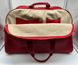 Casa Padrino luxury genuine leather travel bag red / gold 50 cm - Made in Italy