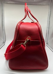 Casa Padrino luxury genuine leather travel bag red / gold 50 cm - Made in Italy