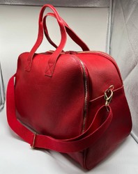 Casa Padrino luxury genuine leather travel bag red / gold 50 cm - Made in Italy