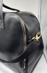 Casa Padrino borsa da viaggio di lusso in vera pelle nero / oro 50 cm - Fatto in Italia
