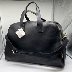 Casa Padrino borsa da viaggio di lusso in vera pelle nero / oro 50 cm - Fatto in Italia