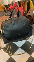 Casa Padrino borsa da viaggio di lusso in vera pelle nero / oro 50 cm - Fatto in Italia
