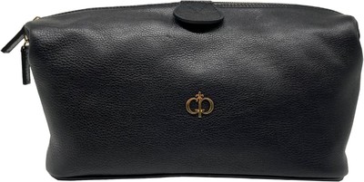 Casa Padrino luxury genuine leather cosmetic bag black / gold 28 cm - Made in Italy Casa Padrino luxury genuine leather cosmetic bag black / gold 28 cm - Made in Italy