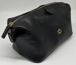 Casa Padrino Luxus Leder Echtleder Kosmetiktasche Schwarz Gold