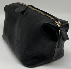 Casa Padrino Luxus Leder Echtleder Kosmetiktasche Schwarz Gold