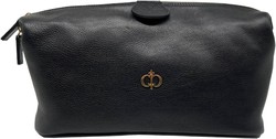Casa Padrino Luxus Leder Echtleder Kosmetiktasche Schwarz Gold