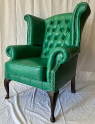 Casa Padrino poltrona Chesterfield di lusso in vera pelle verde / marrone scuro A. 110 cm