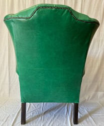 Casa Padrino poltrona Chesterfield di lusso in vera pelle verde / marrone scuro A. 110 cm