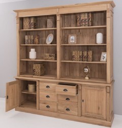 Casa Padrino armario de madera de roble de estilo campestre natural 223 x 51 x A. 228 cm - Muebles de madera maciza de estilo campestre