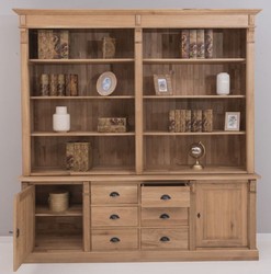 Casa Padrino armario de madera de roble de estilo campestre natural 223 x 51 x A. 228 cm - Muebles de madera maciza de estilo campestre