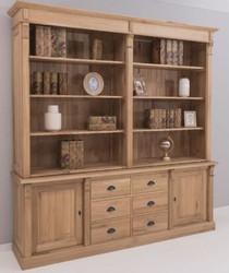 Casa Padrino armario de madera de roble de estilo campestre natural 223 x 51 x A. 228 cm - Muebles de madera maciza de estilo campestre
