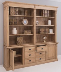 Casa Padrino armario de madera de roble de estilo campestre natural 223 x 51 x A. 228 cm - Muebles de madera maciza de estilo campestre