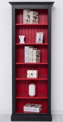 Landhausstil Massivholz Bücherschrank Regalschrank Schwarz Rot