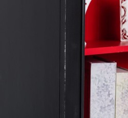 Landhausstil Massivholz Bücherschrank Regalschrank Schwarz Rot