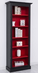 Landhausstil Massivholz Bücherschrank Regalschrank Schwarz Rot