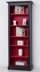 Landhausstil Massivholz Bücherschrank Regalschrank Schwarz Rot
