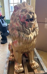 XXL Garten Deko Skulptur Figur Löwe Gold