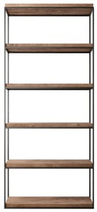Casa Padrino cabinet mensola di lusso in metallo con ripiani in legno rovere rustico nero / marrone A. 230 cm