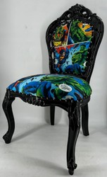 Casa Padrino chaise de salle à manger baroque de luxe avec design comique coloré / noir - Meubles de salle à manger baroques